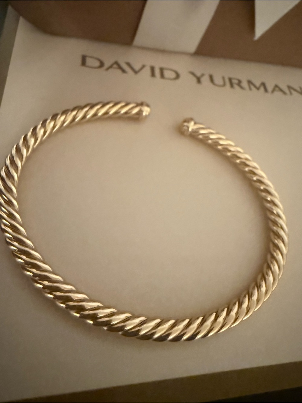 GORGEOUS David Yurman 18k Yellow Gold Cable Open Cuff Bracelet! - 4mm - Picture 7 of 10